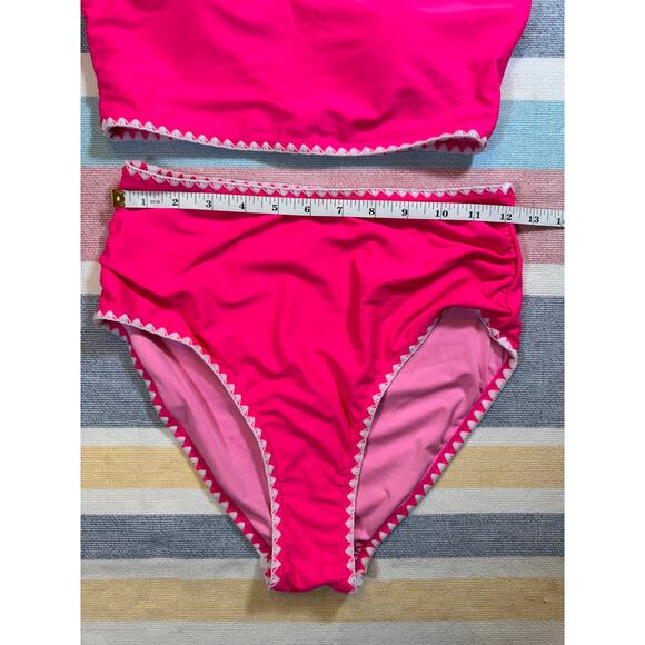 NWOT, Hot Pink One Shoulder Embroidered Bikini, Size Small - Picture 6 of 8